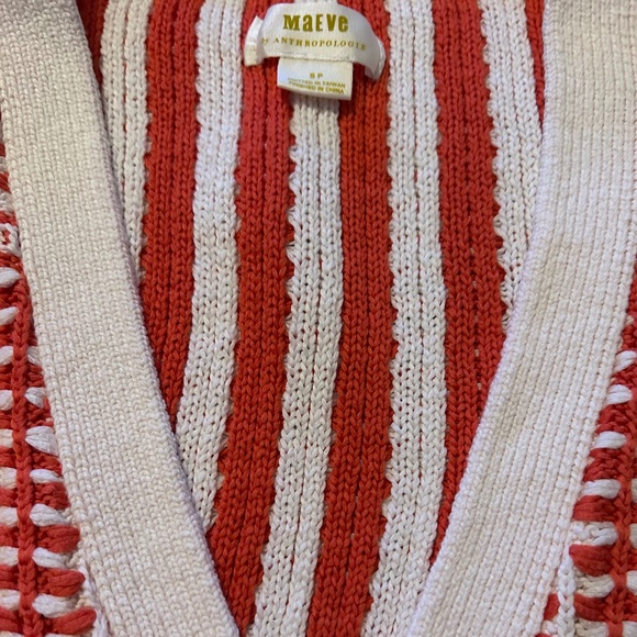 Maeve Orange and White Button Cropped Sweater Size SP Trendy ~ Cozy! - Picture 5 of 5